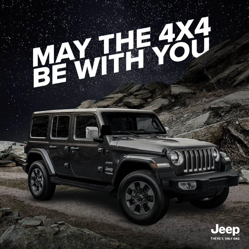 Jeep vintage auto ad; may the 4x4 be with you